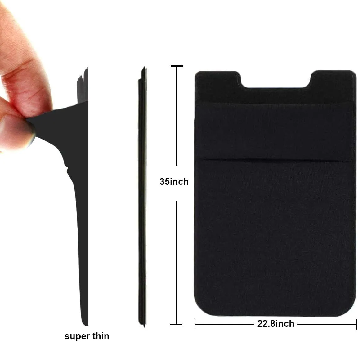 2Pack Adhesive Phone Pocket,Cell Phone Stick On Card Wallet Sleeve,Credit Cards/ID Card Holder Sticker for Back of iPhone,Android and All Smartphones-Black&Grey