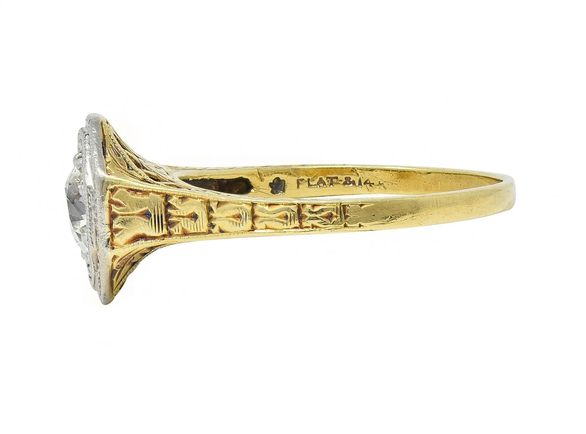 Art Deco 0.50 CTW Old European Diamond Platinum 14 Karat Gold Antique Engagement Ring