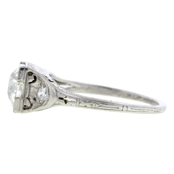 Art Deco Diamond Engagement Ring, Old Euro 1.28ct