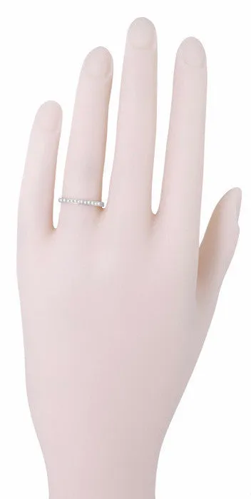 Art Deco Diamond Wheat Engraved Wedding Band in Platinum