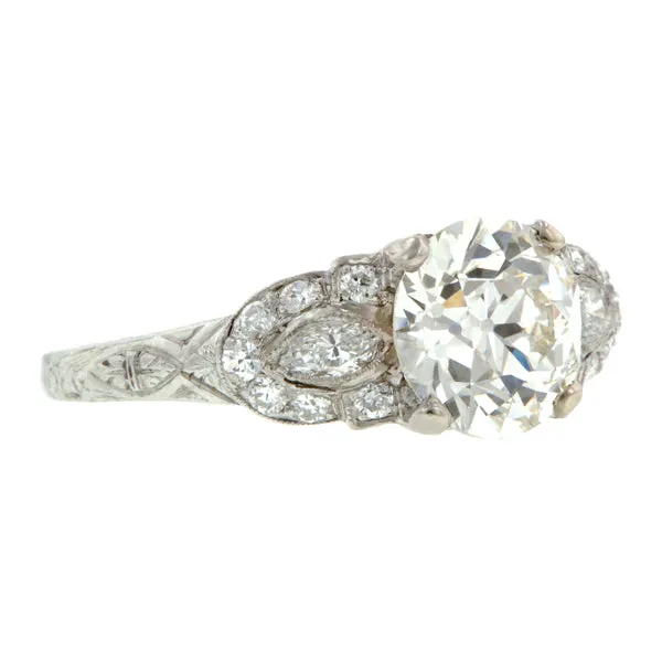 Art Deco Engagement Ring, Old Euro 2.01ct