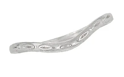 Art Deco Sculptural Olive Leaves and Wheat Curved Wedding Band in Platinum