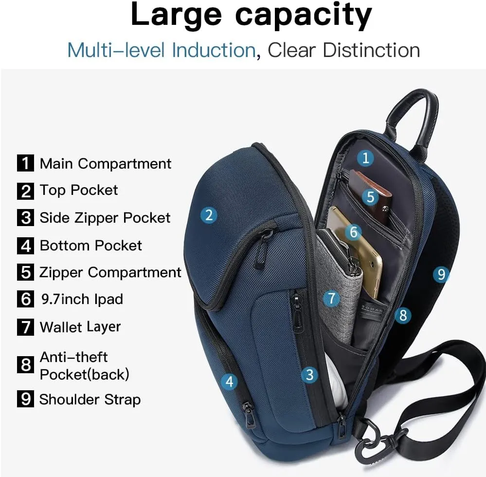 BANGE Sling Bag for Men,Shoulder bags Crossbody Sling Backpack for Men and Women
