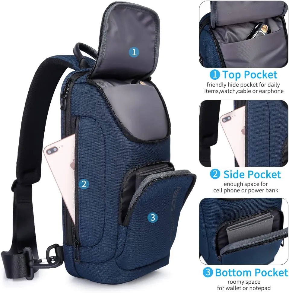 BANGE Sling Bag for Men,Shoulder bags Crossbody Sling Backpack for Men and Women