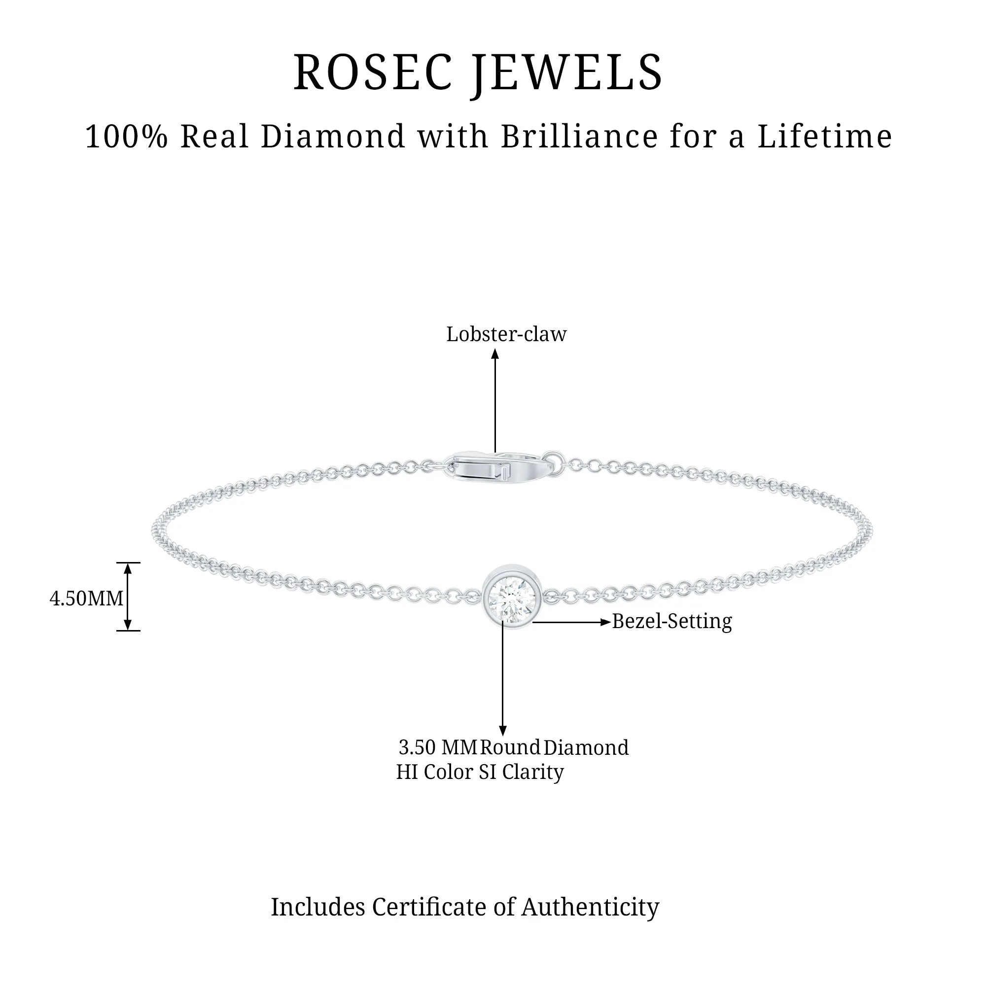 Bezel Set Diamond Chain Bracelet