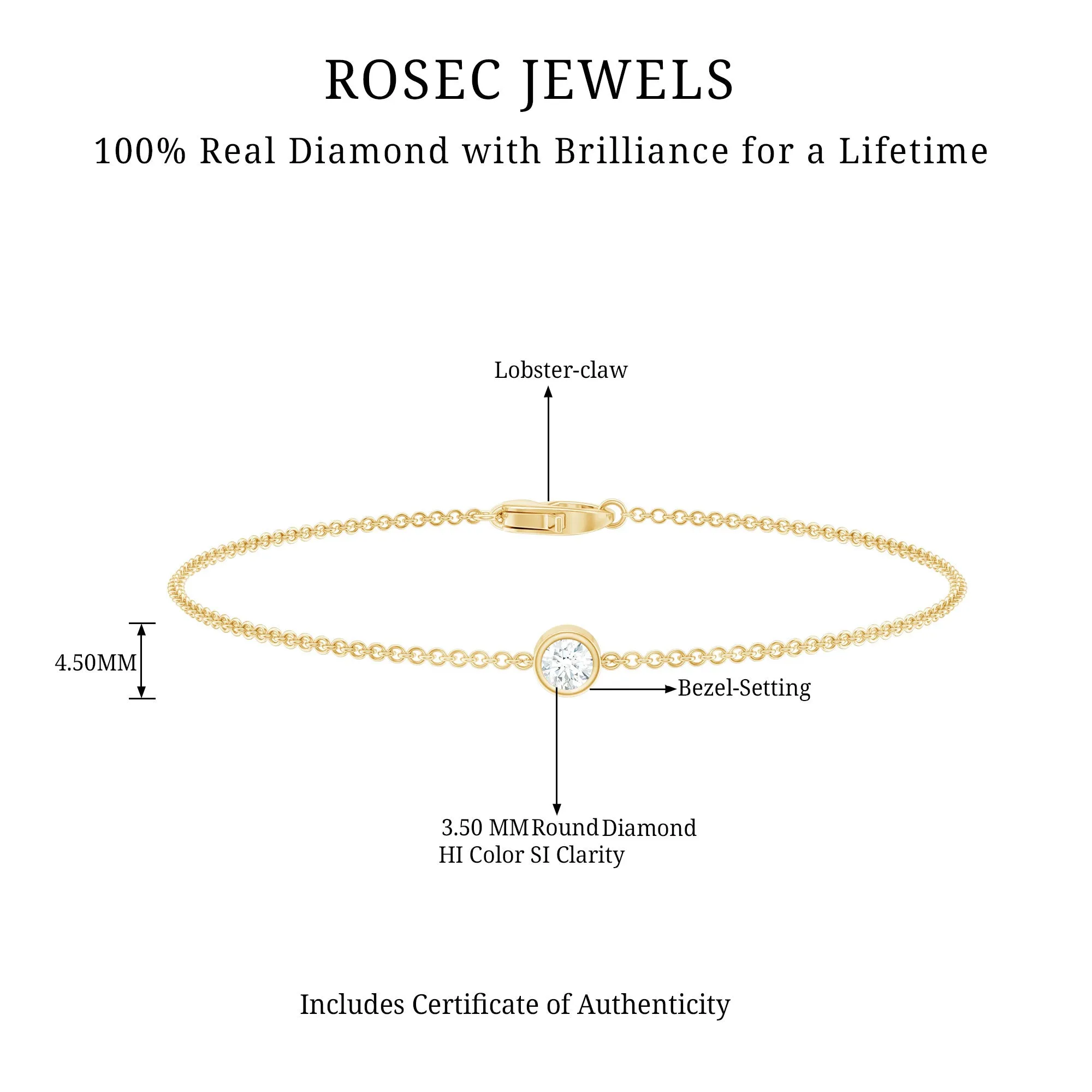 Bezel Set Diamond Chain Bracelet