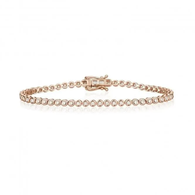 Diamond Jewellery 9ct Gold Diamond Rubover Tennis Bracelet BD038R