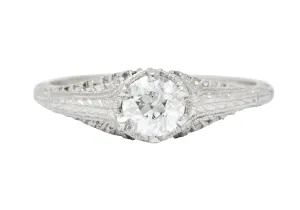 Edwardian 0.50 CTW Diamond Platinum Engagement Ring Circa 1915