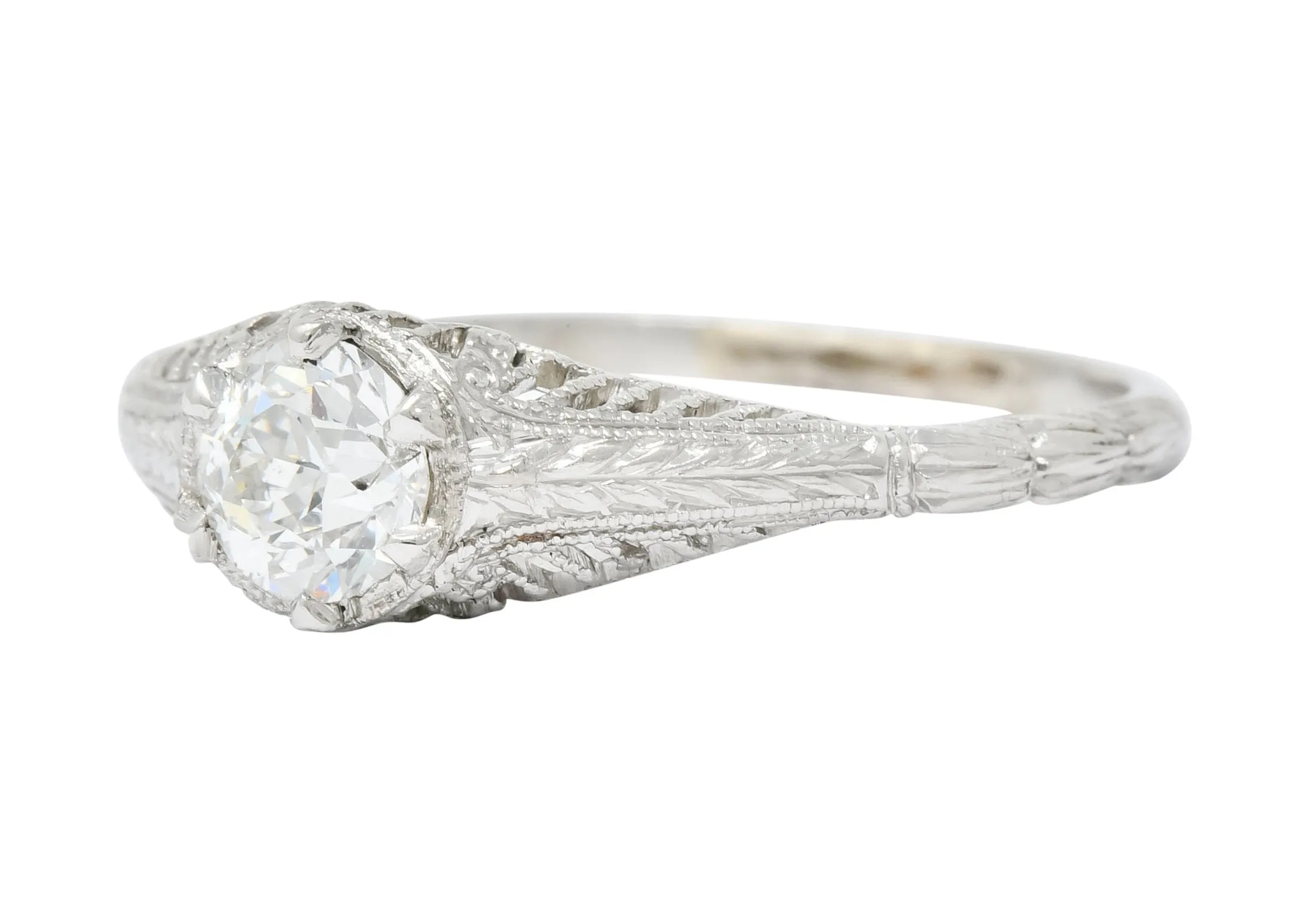 Edwardian 0.50 CTW Diamond Platinum Engagement Ring Circa 1915