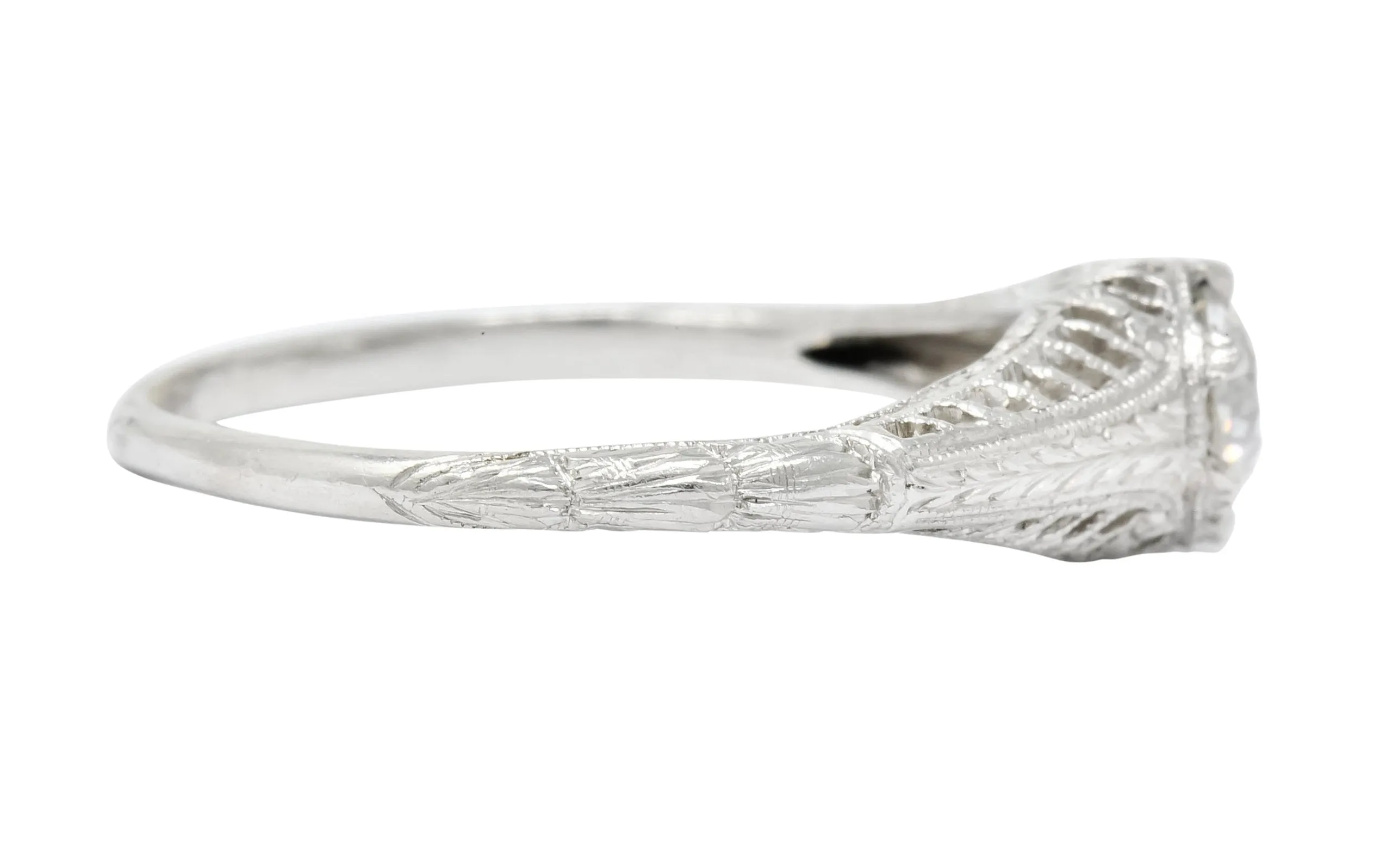 Edwardian 0.50 CTW Diamond Platinum Engagement Ring Circa 1915