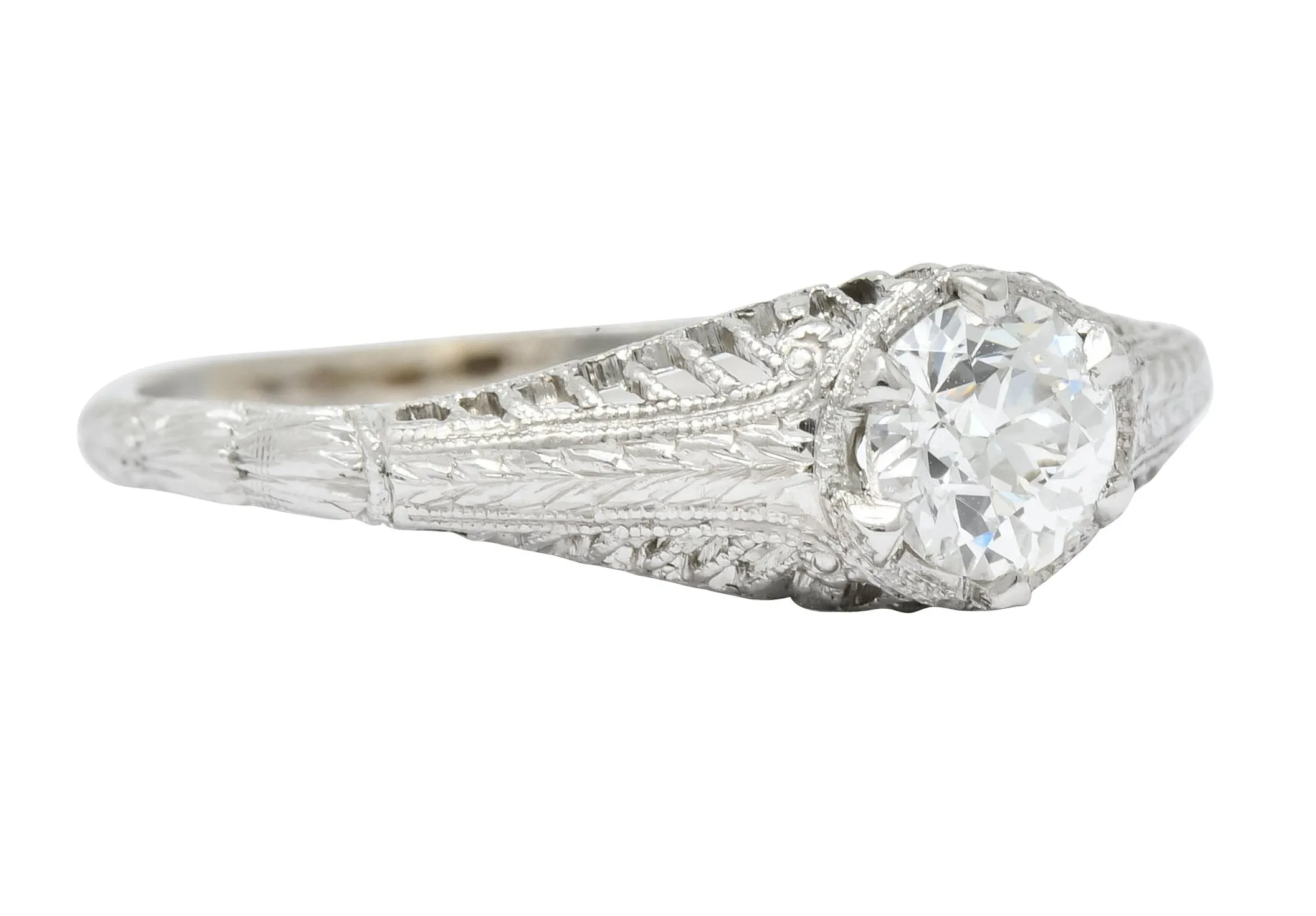Edwardian 0.50 CTW Diamond Platinum Engagement Ring Circa 1915
