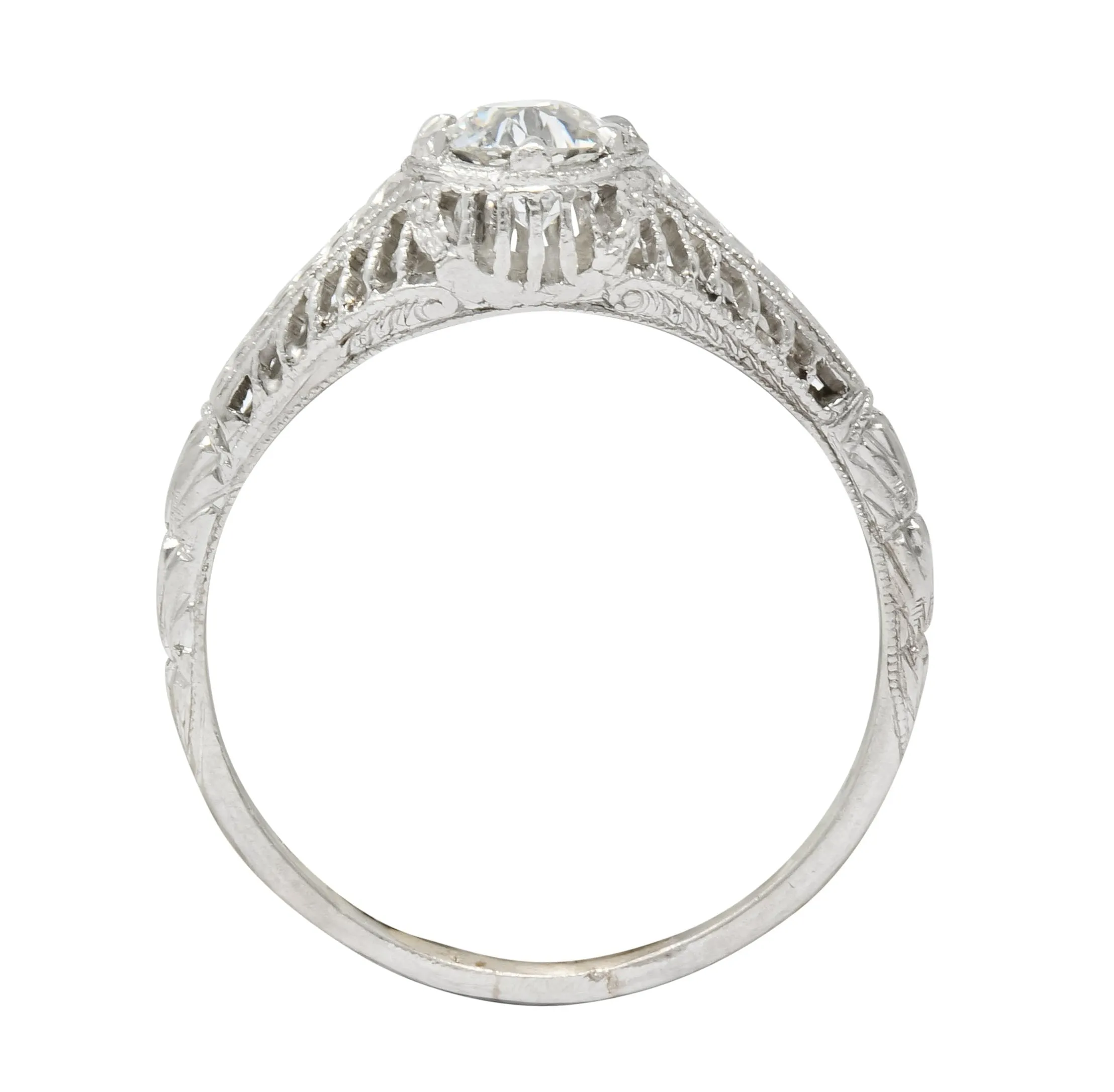 Edwardian 0.50 CTW Diamond Platinum Engagement Ring Circa 1915