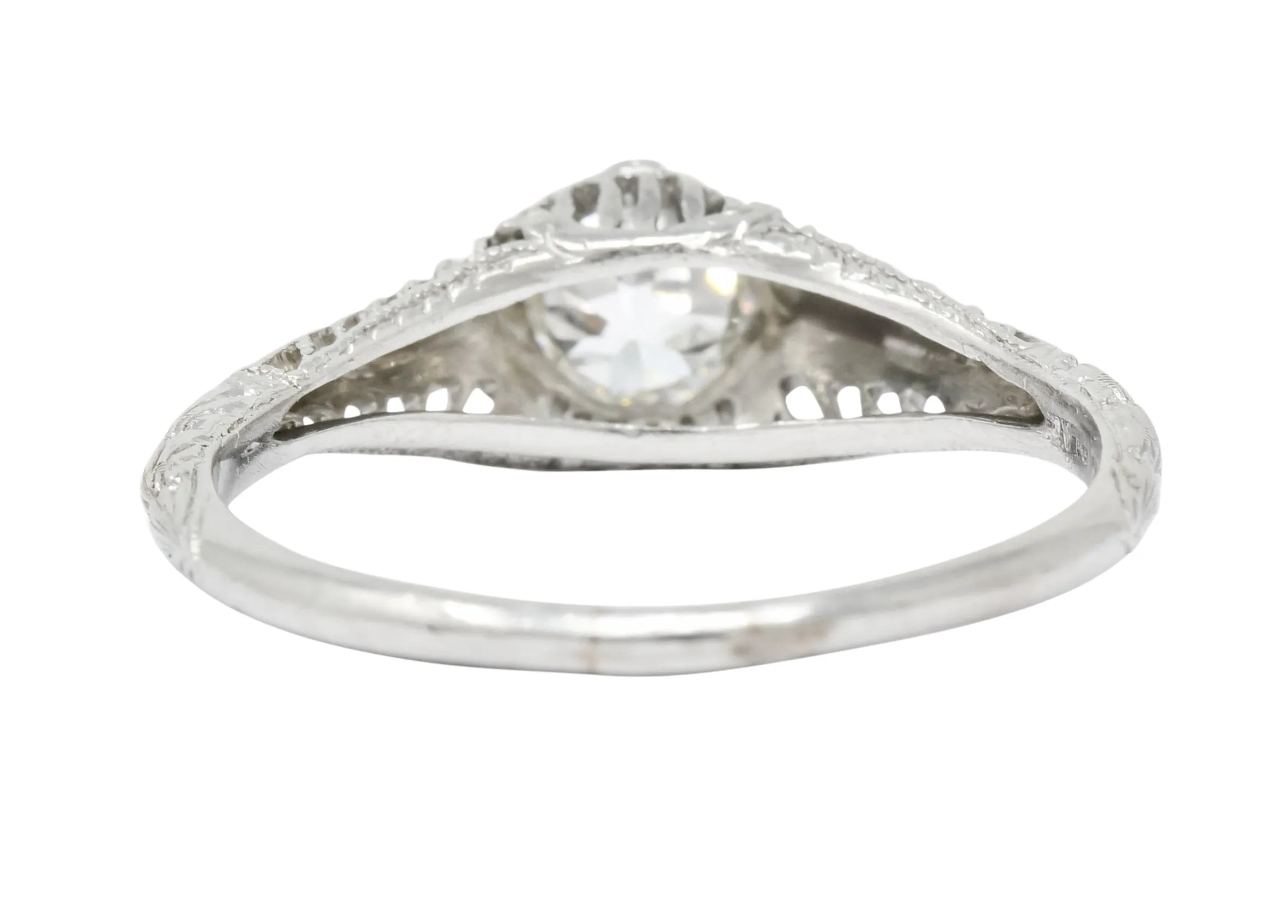 Edwardian 0.50 CTW Diamond Platinum Engagement Ring Circa 1915