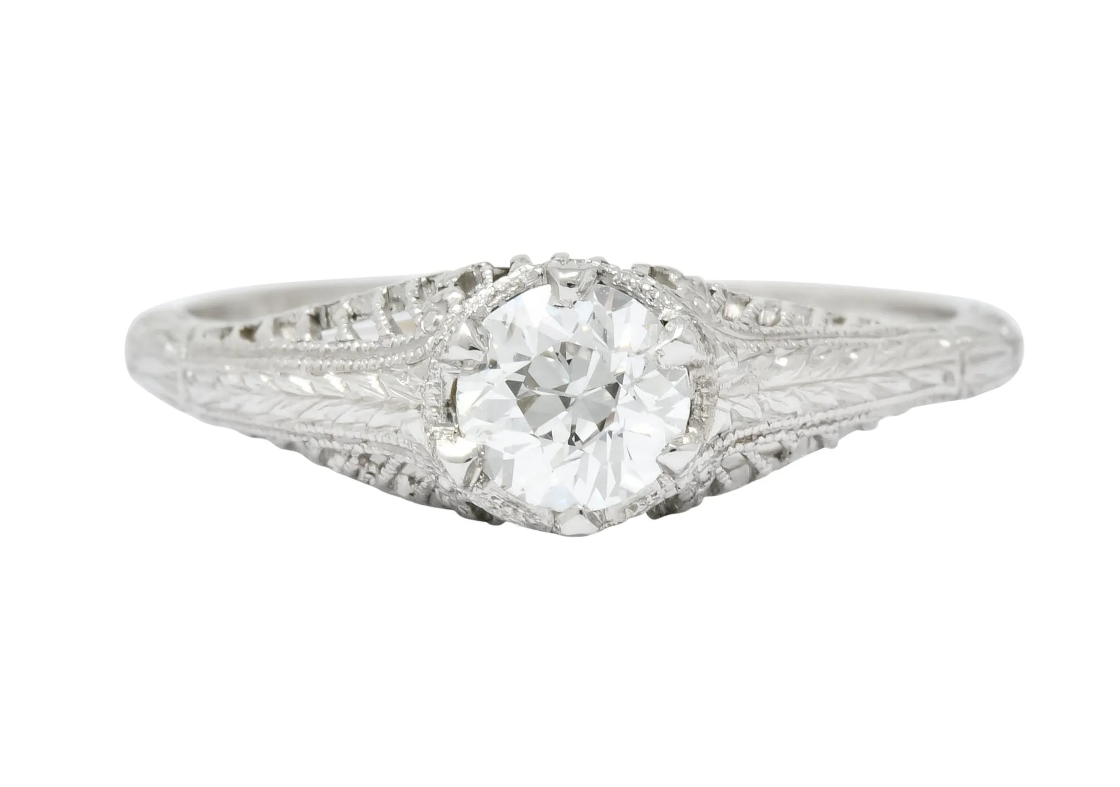 Edwardian 0.50 CTW Diamond Platinum Engagement Ring Circa 1915