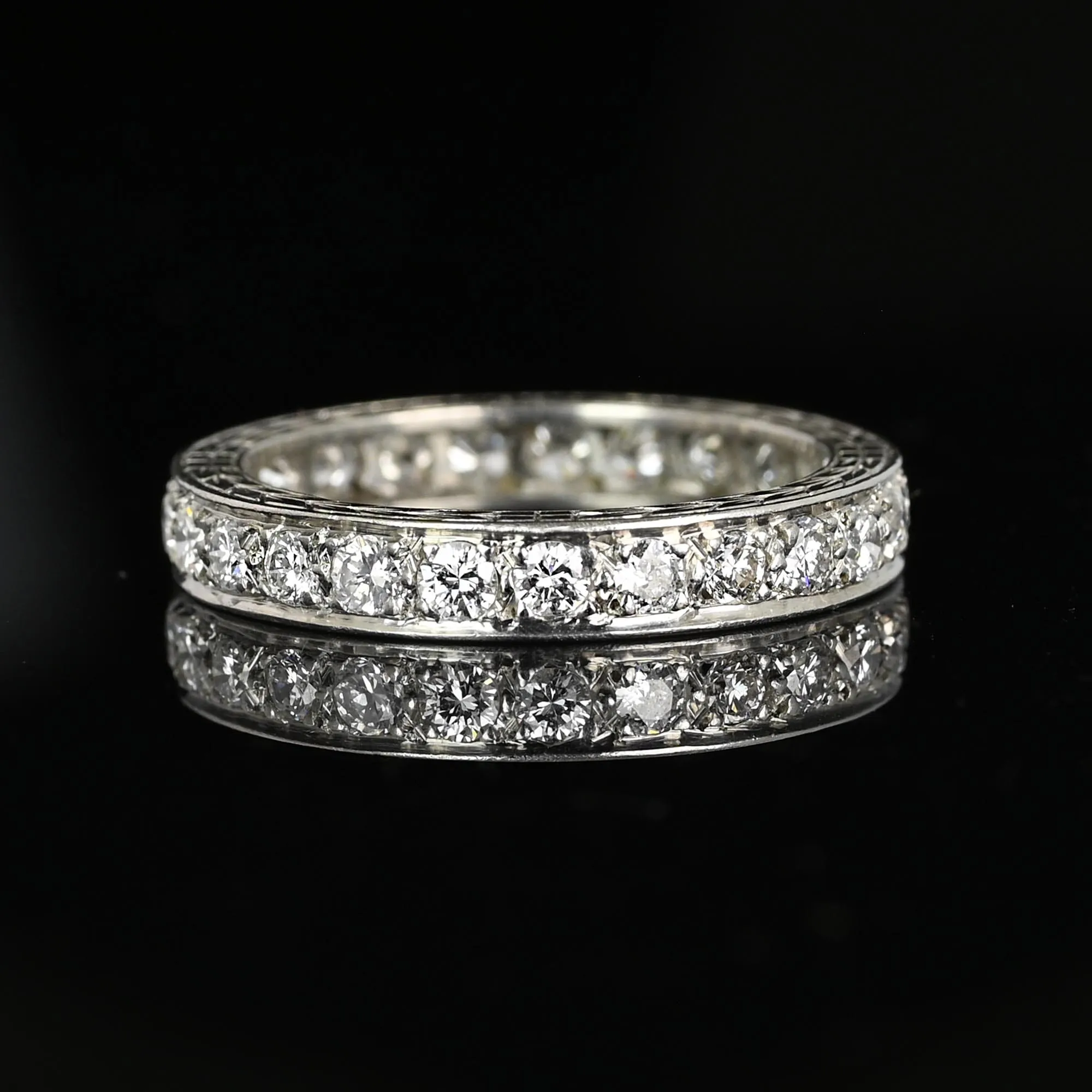Exquisite Full Eternity Platinum Diamond Wedding Ring Band, 1  CTW