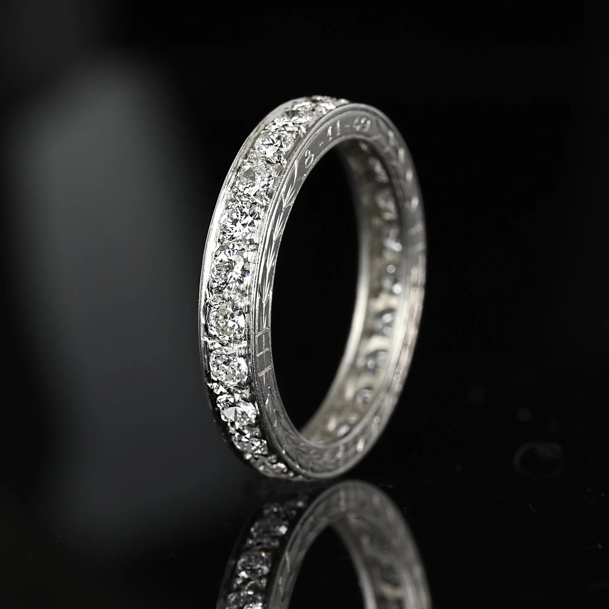 Exquisite Full Eternity Platinum Diamond Wedding Ring Band, 1  CTW