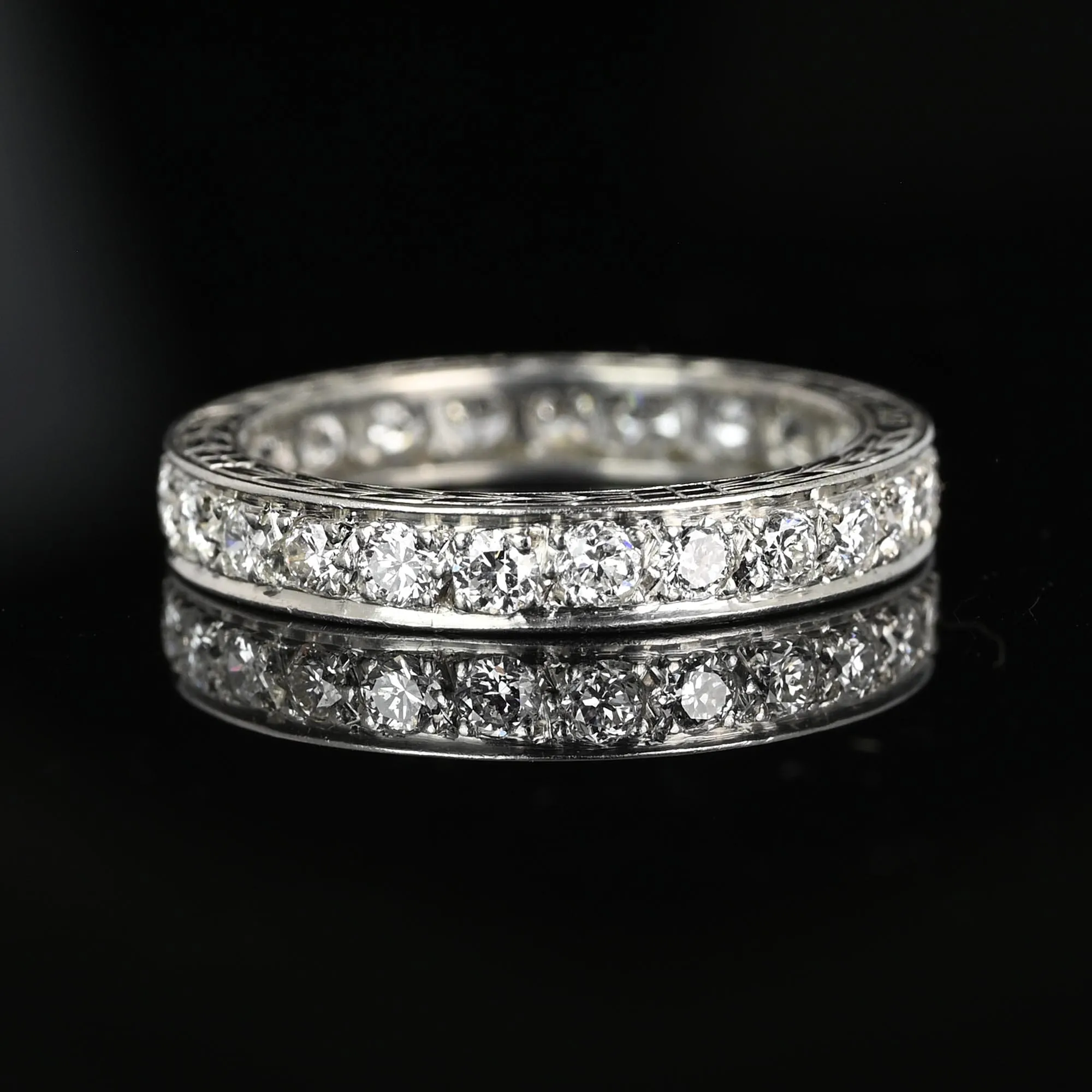 Exquisite Full Eternity Platinum Diamond Wedding Ring Band, 1  CTW