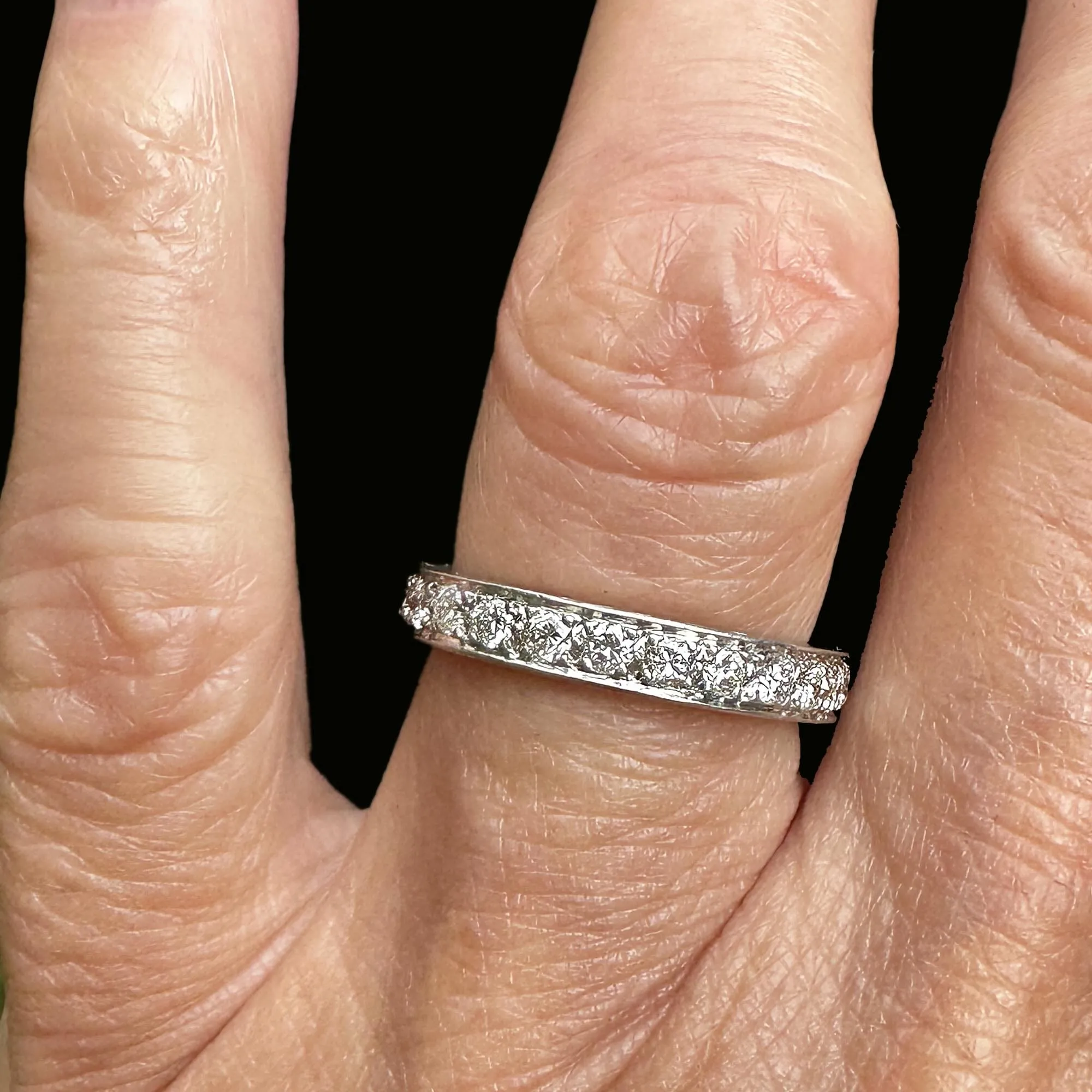 Exquisite Full Eternity Platinum Diamond Wedding Ring Band, 1  CTW
