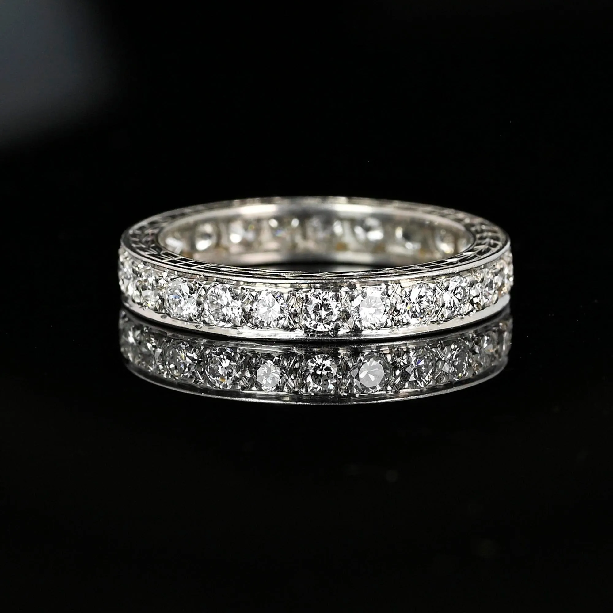 Exquisite Full Eternity Platinum Diamond Wedding Ring Band, 1  CTW