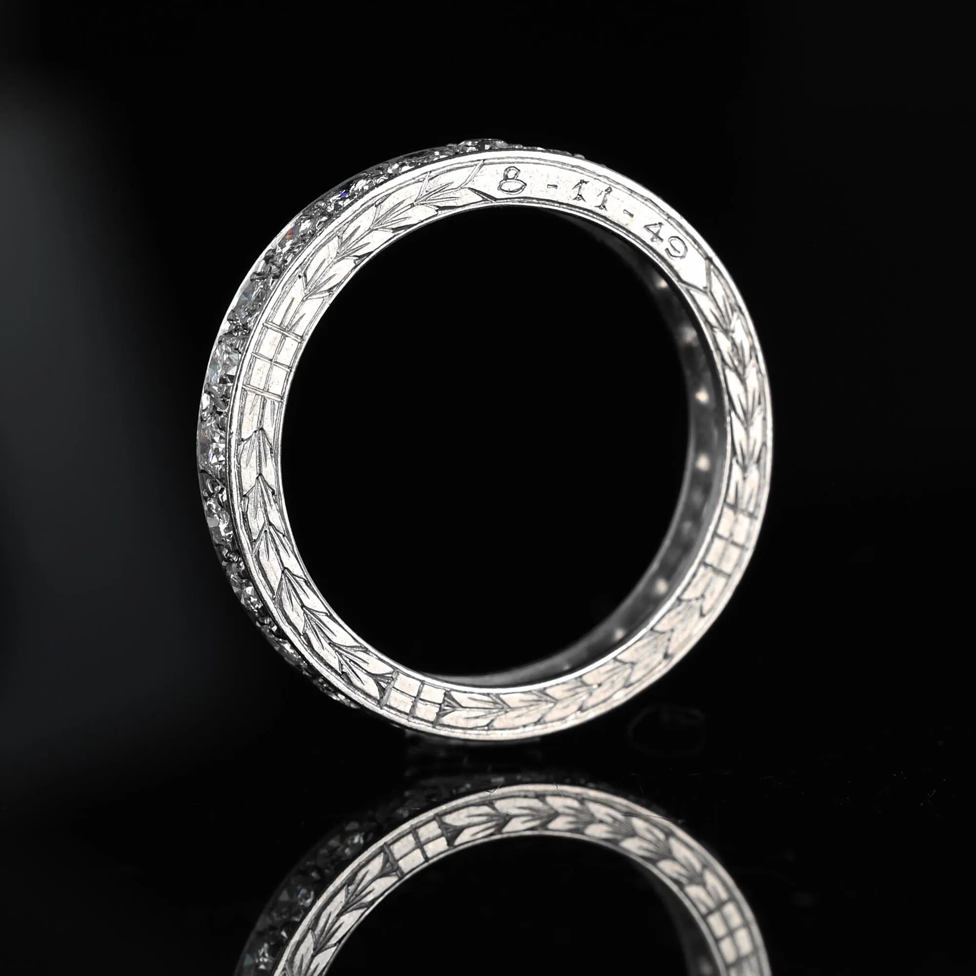 Exquisite Full Eternity Platinum Diamond Wedding Ring Band, 1  CTW