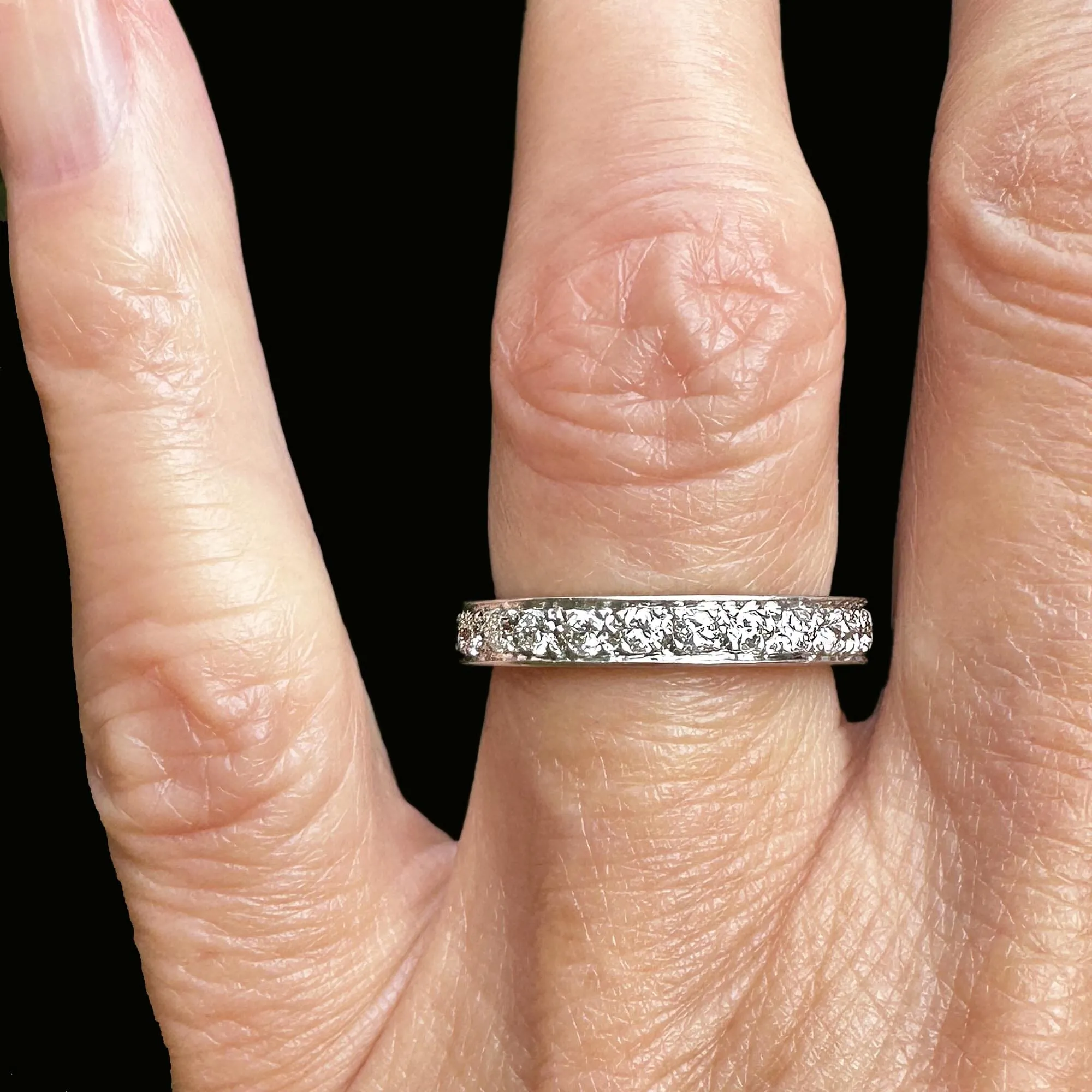 Exquisite Full Eternity Platinum Diamond Wedding Ring Band, 1  CTW