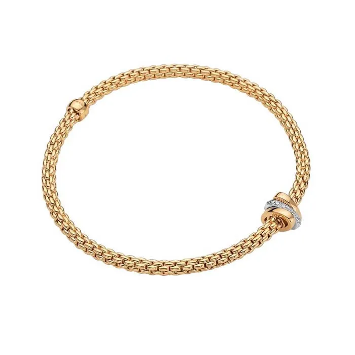 FOPE Prima Collection Flex'it Bracelet with Diamonds in 18K Yellow and White Gold