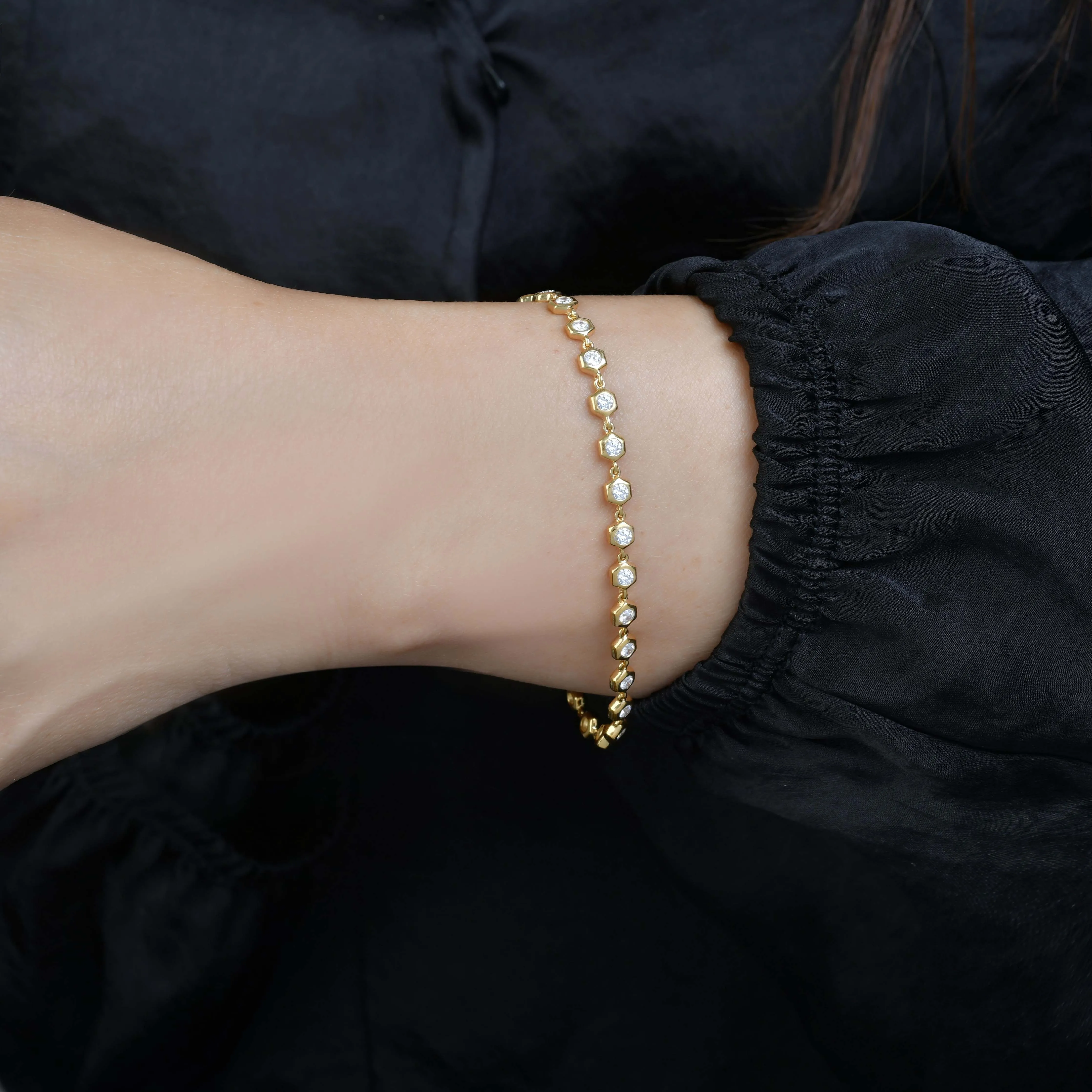 Honeycomb Diamond Bezel Bracelet