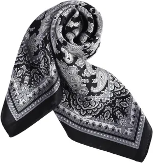 JERLA Women's Men's Small Square satin 100% Real Mulberry Silk Scarfs paisley Hair head face scarf 21" x 21"