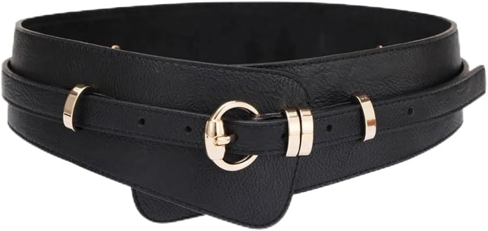 JSEIAJB Autumn And Winter Needle Button Women's Wide Belt Coat Windbreaker Women's Genuine Leather Waist Cover