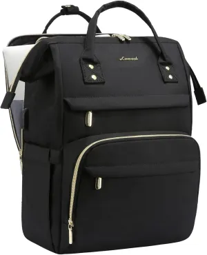LOVEVOOK Laptop Backpack for Women, Travel with Compartment, Water Resistant Teacher Nurse Backpack, Anti-theft Back Pack Charger Work Doctor, 15.6-Inch, Black