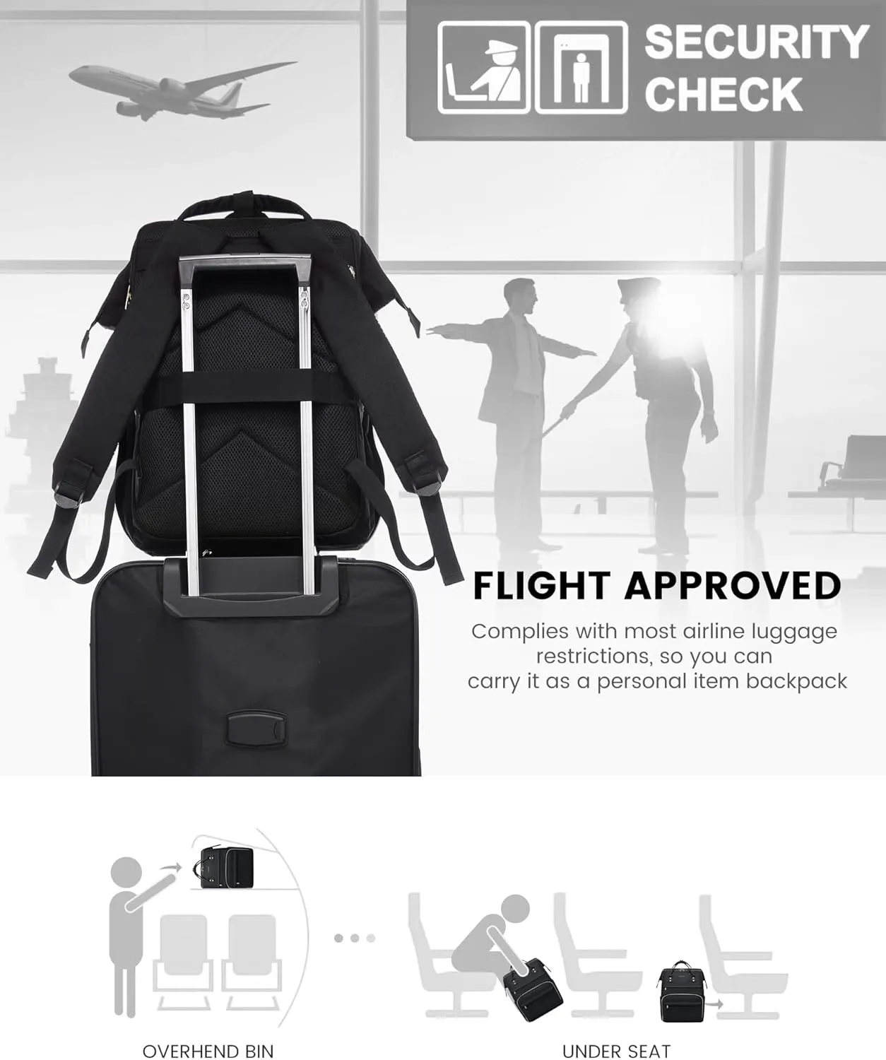 LOVEVOOK Laptop Backpack for Women, Travel with Compartment, Water Resistant Teacher Nurse Backpack, Anti-theft Back Pack Charger Work Doctor, 15.6-Inch, Black