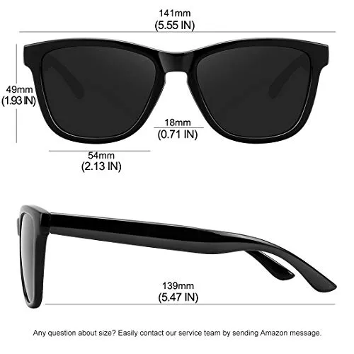 MEETSUN Polarized Sunglasses for Women Men Classic Retro Designer Style (Black, 54)