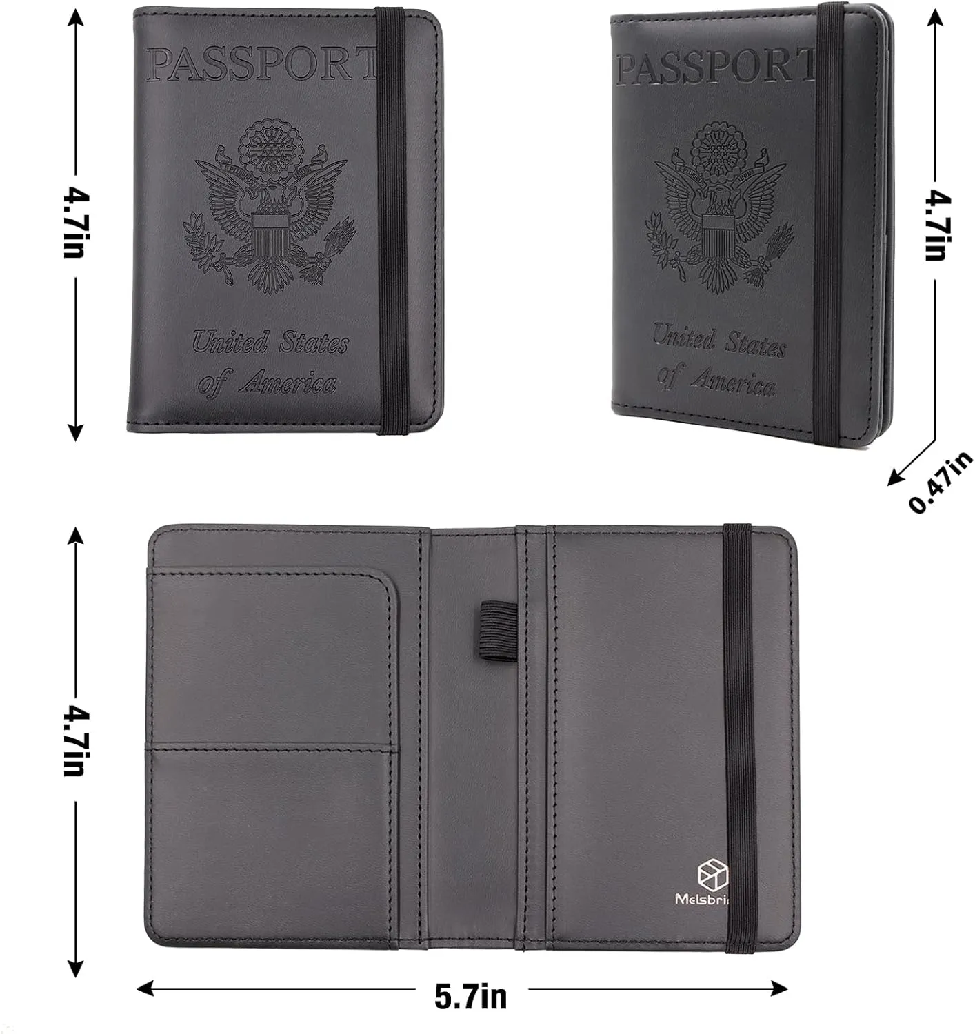 Melsbrinna Premium Leather Passport Holder Covers Case, Waterproof Rfid Blocking Travel Wallet Passport Holder with Pen Holder, Cute Passport Book for Women/Men