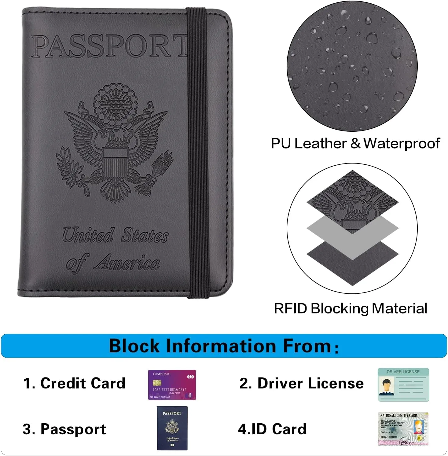 Melsbrinna Premium Leather Passport Holder Covers Case, Waterproof Rfid Blocking Travel Wallet Passport Holder with Pen Holder, Cute Passport Book for Women/Men