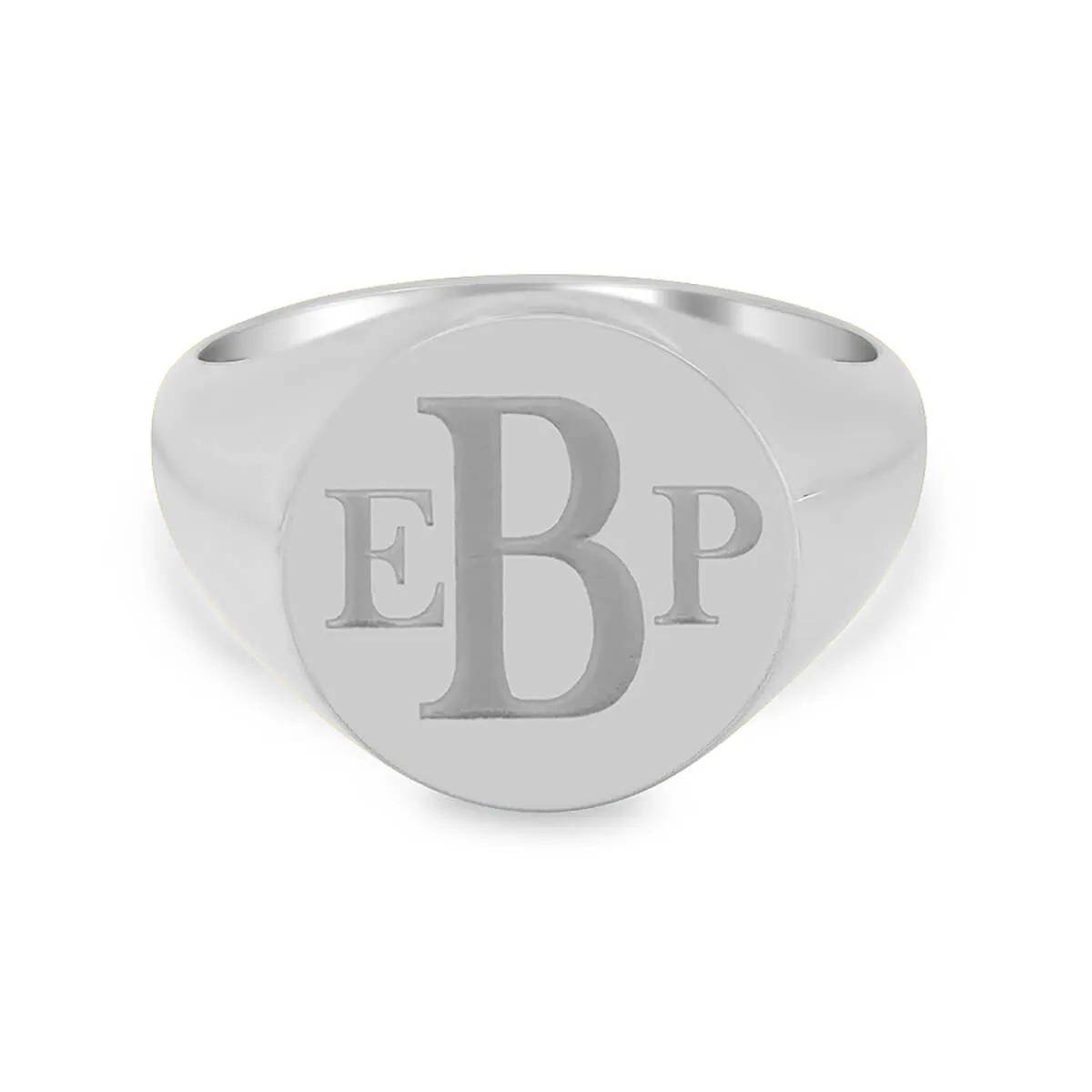 Men's Round Signet Ring - Medium - Laser Engraved Roman Monogram