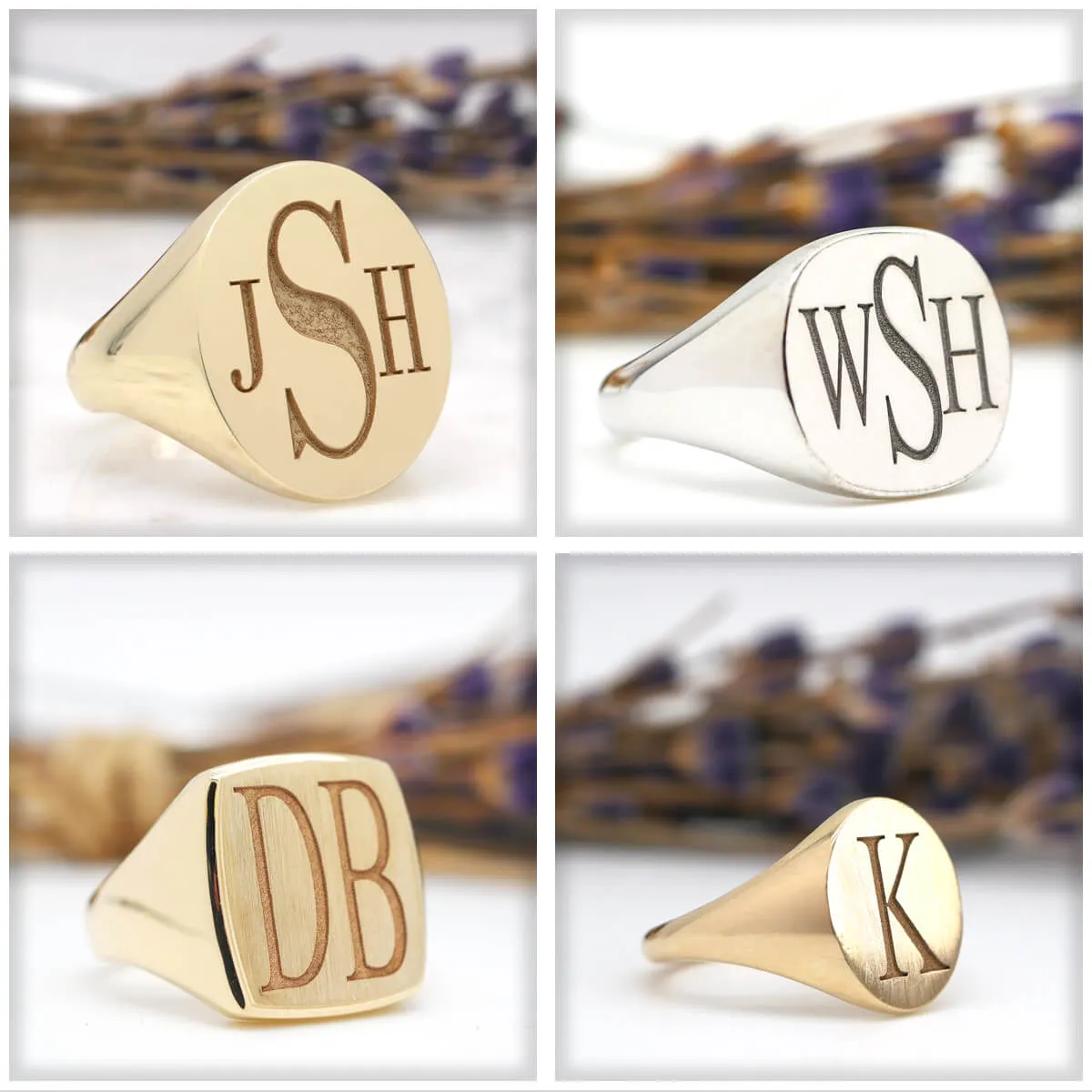 Men's Round Signet Ring - Medium - Laser Engraved Roman Monogram