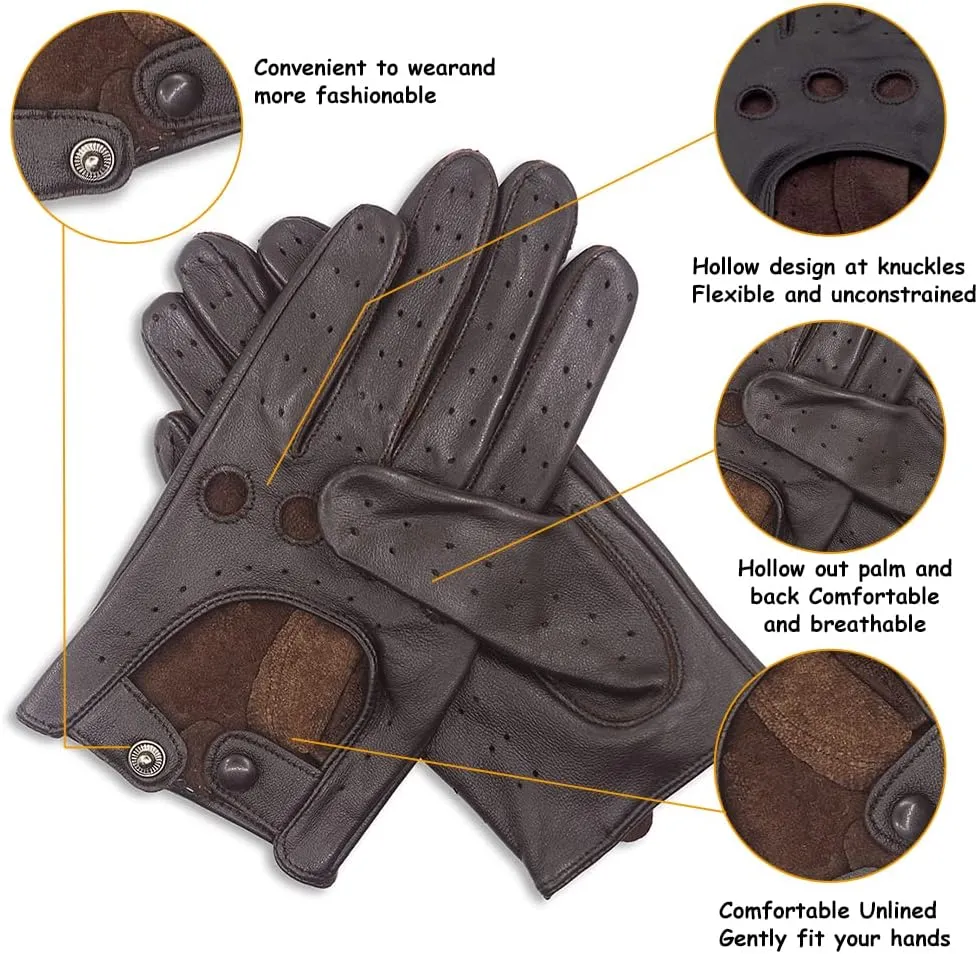 MGGMOKAY Women's Leather Driving Gloves Touchscreen Thin Soft Sheepskin Motorcycle Riding Gloves Unlined