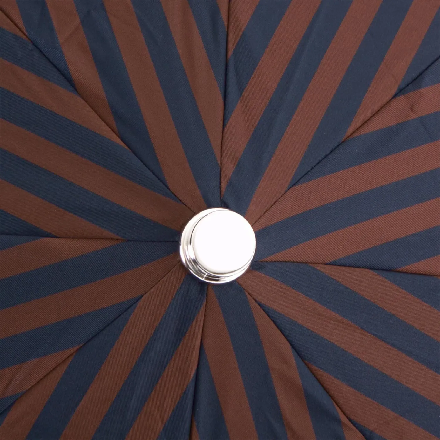 Navy and Brown Stripe Travel Umbrella with Leather Handle