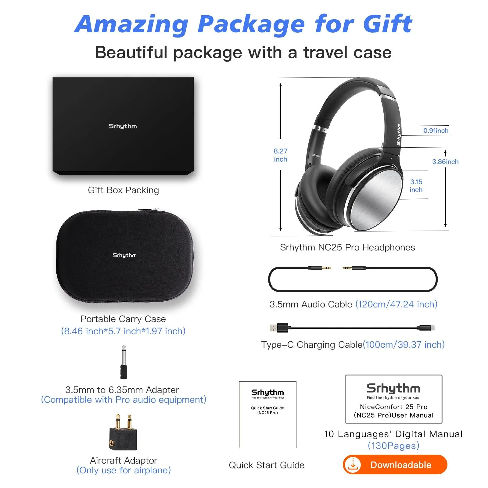 NiceComfort 25Pro - Lightweight ANC Headphones Bluetooth 5.3