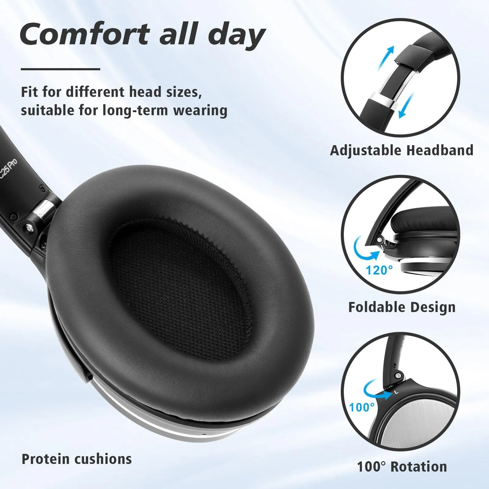 NiceComfort 25Pro - Lightweight ANC Headphones Bluetooth 5.3