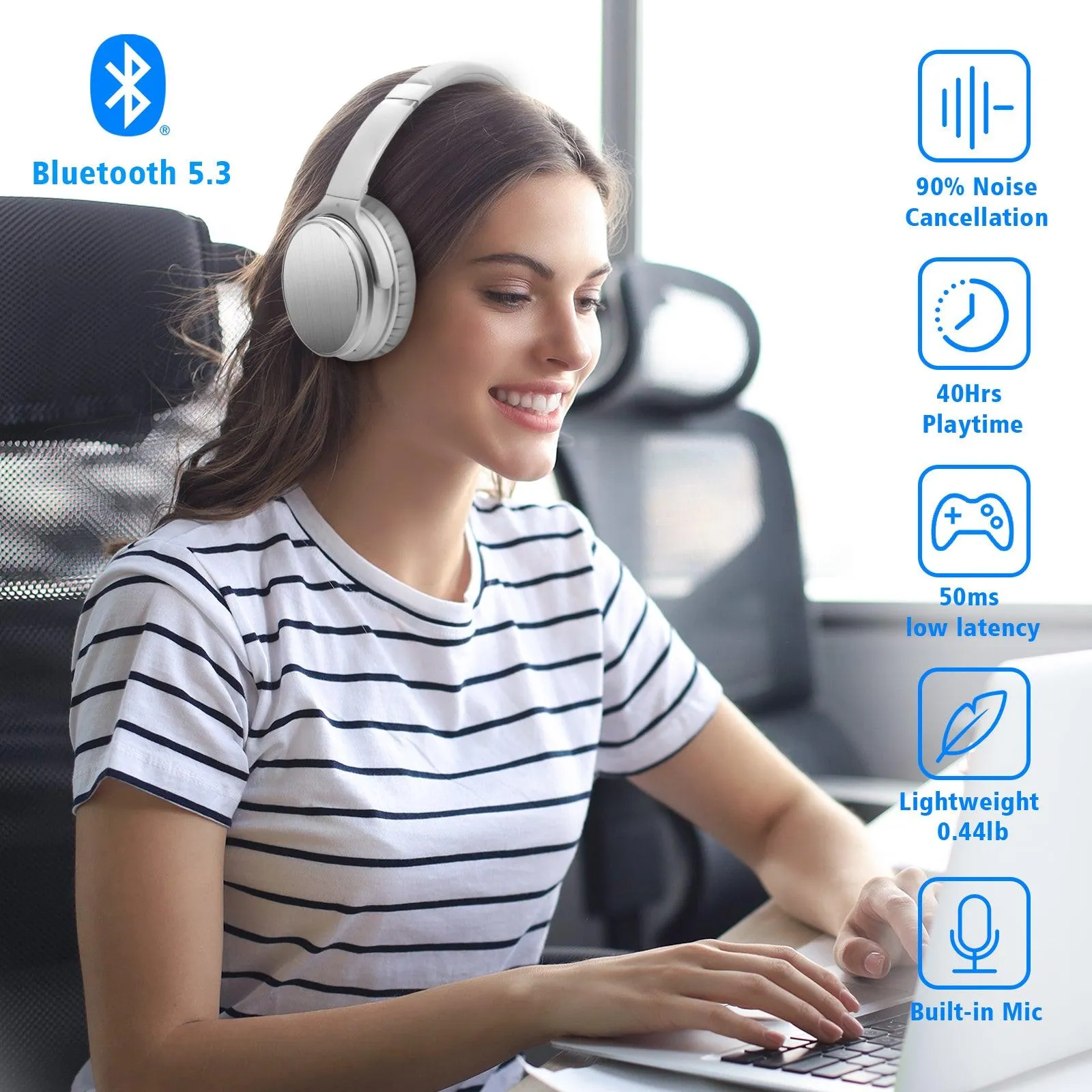 NiceComfort 25Pro - Lightweight ANC Headphones Bluetooth 5.3