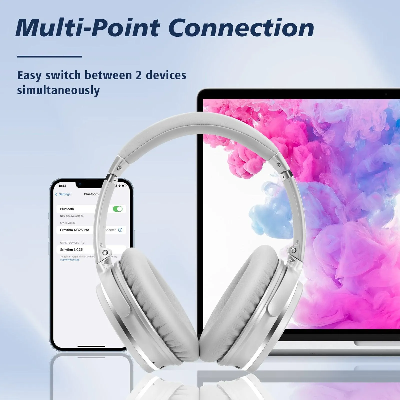 NiceComfort 25Pro - Lightweight ANC Headphones Bluetooth 5.3