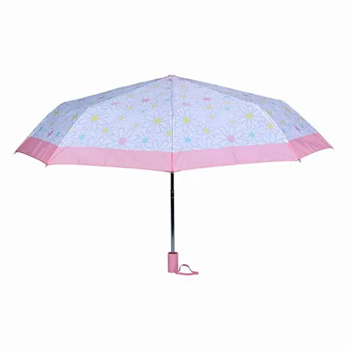 Nicole Miller Folding Umbrella for Girls, Compact Collapsible