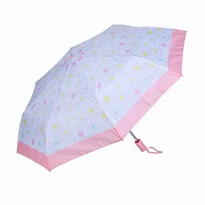 Nicole Miller Folding Umbrella for Girls, Compact Collapsible