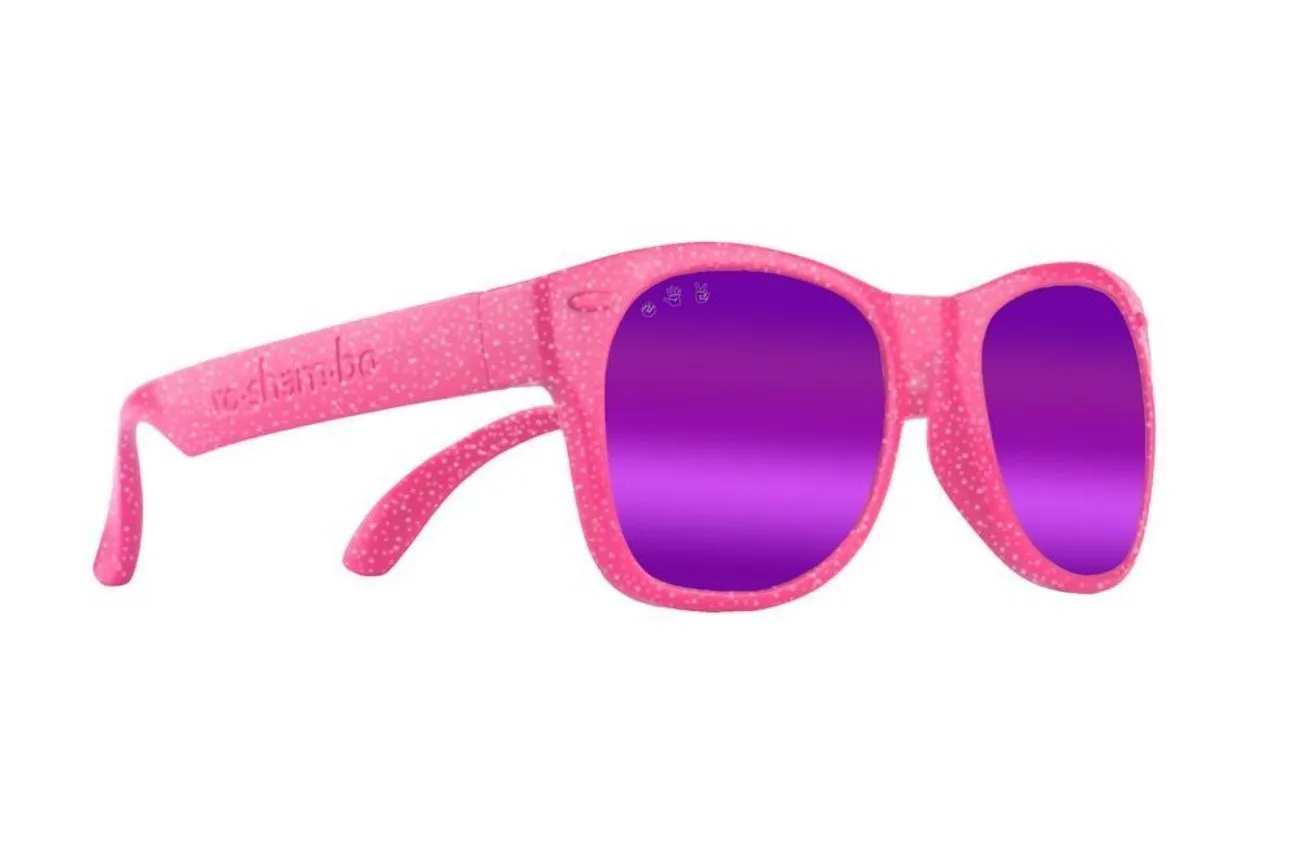 Roshambo Kids Polarized Sunglasses - KELLY KAPOWSKI Mirrored Pink Glitter - 2 Sizes