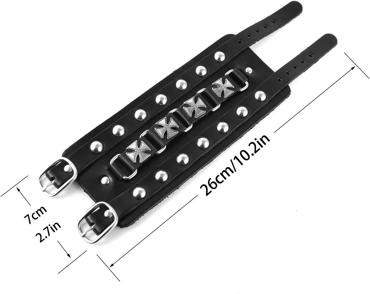 STWTR Men's Wide Cuff Wristband Punk Rock Motorbike Wide Belt Leather Bracelet