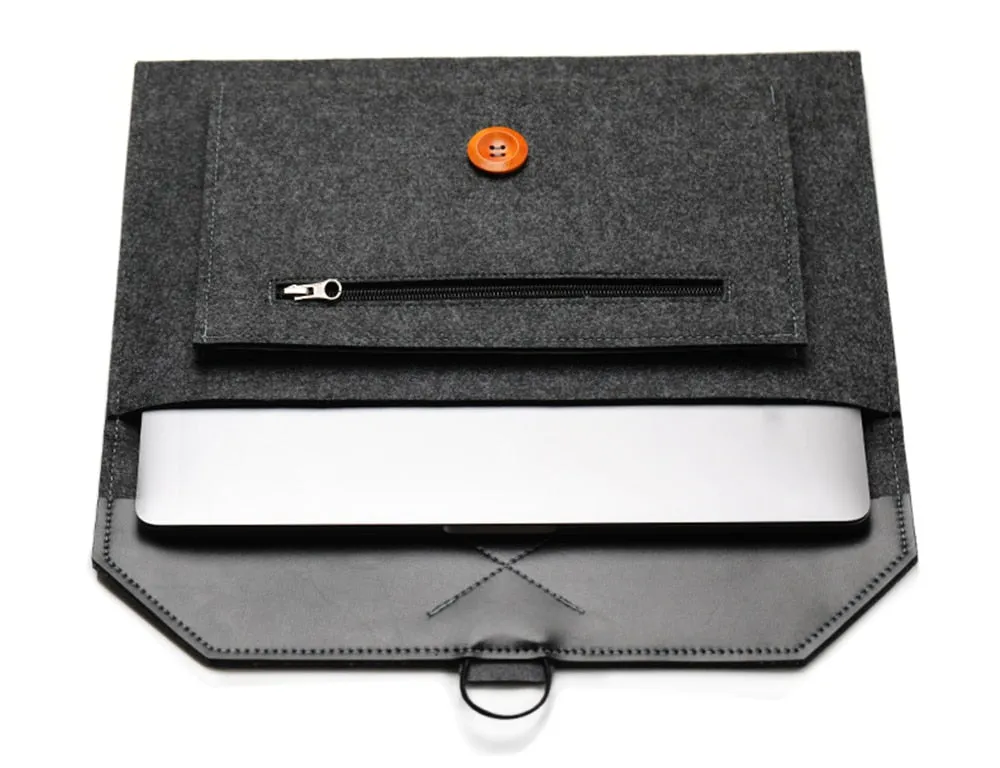 The Buttoned Wool Laptop Sleeve 13-inch
