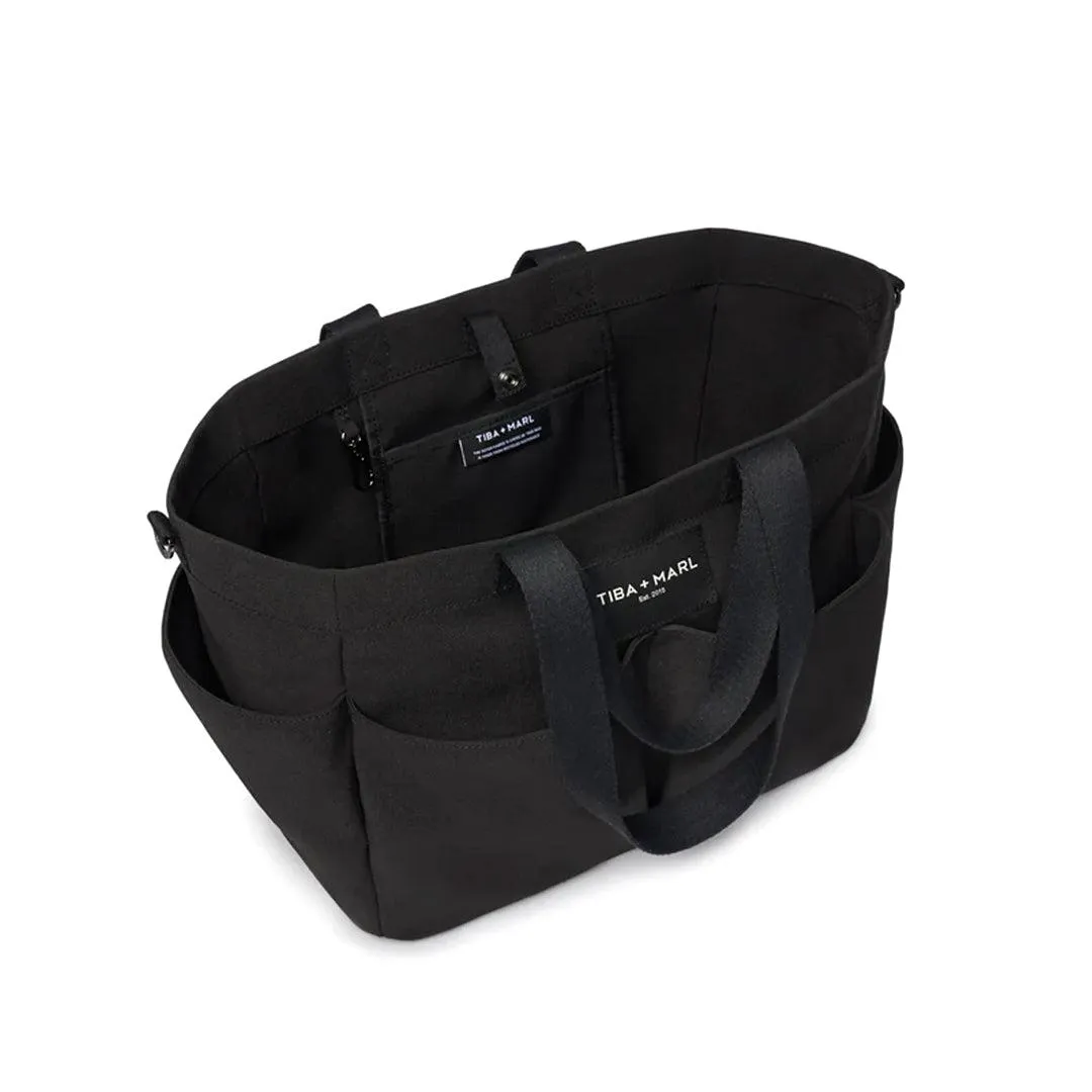 Tiba   Marl Canvas Pocket Tote - Black