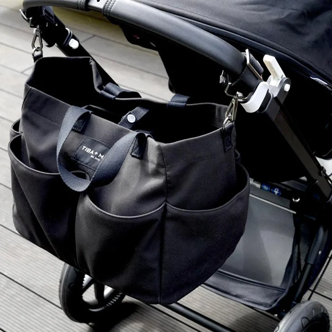 Tiba   Marl Canvas Pocket Tote - Black