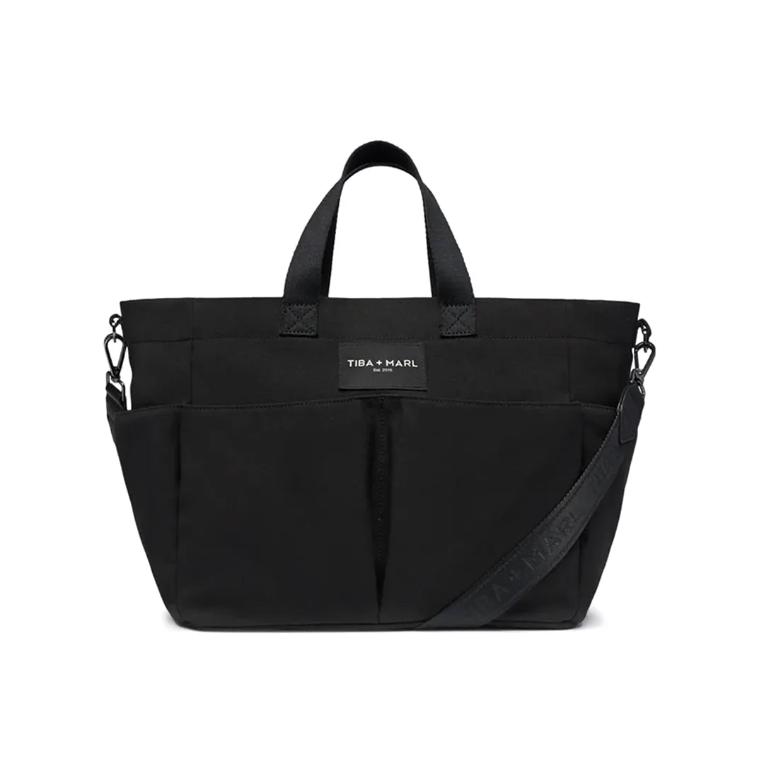 Tiba   Marl Canvas Pocket Tote - Black